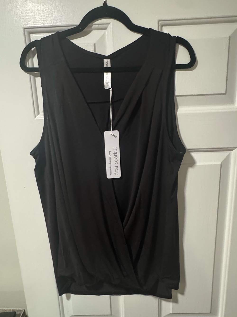 NWT Dear Scarlett Black Sleeveless Surplice Top
